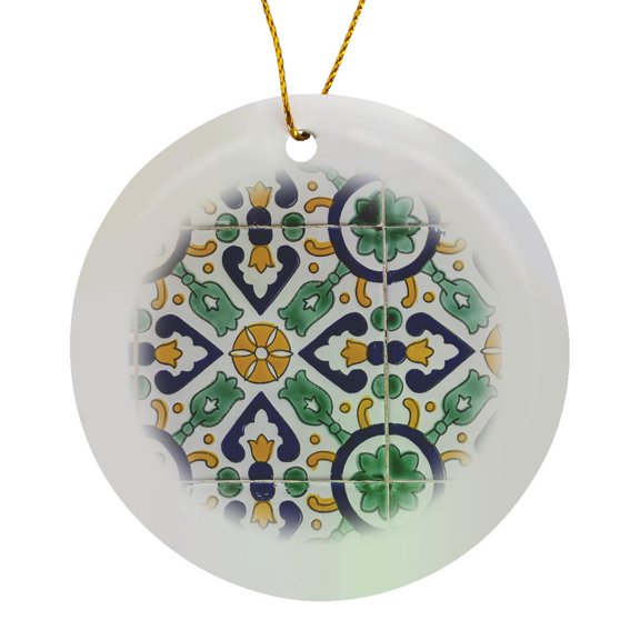 3drose, Tunis, Tunisia. Decorative Tilework on a Building., Circle Porcelain Ornament