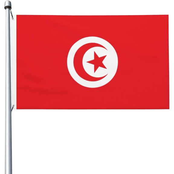 Tunis Tunisians Classic Flag 3x5 Ft Breeze Banner Double Sided Vivid Color And Fade Proof 100% Polyester With 2 Meta