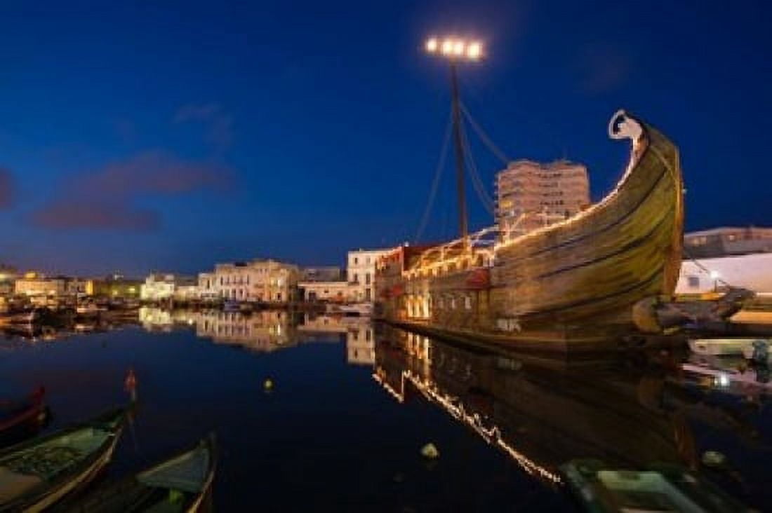 Tunisia Bizerte Old Port floating restaurant Canvas Art - Walter Bibikow DanitaDelimont (24 x 15)