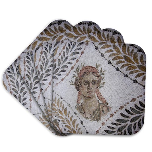 3drose, Tunisia, El Jem, El Jem Museum, Roman-era Mosaic-af47 Wbi0212 - Walter Bibikow, Set of 4 Coasters - Soft