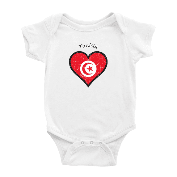Tunisia Flag Heart Love Funny Baby Bodysuit Boy Girl Clothes