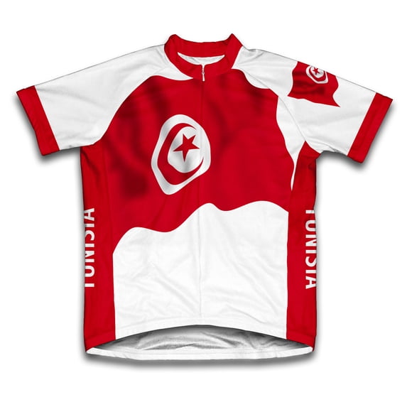 Tunisia Flag Short Sleeve Cycling Jersey for Men - Size S
