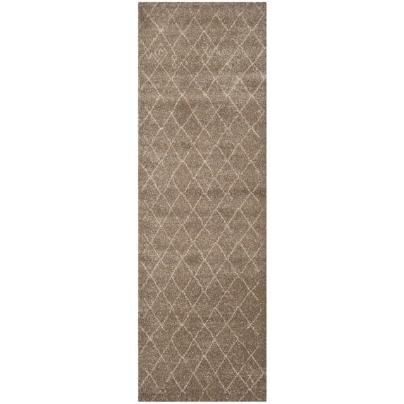Tunisia Ivory Square Rug-Color:Brown,Shape:Runner,Size:2'-6" X 8'