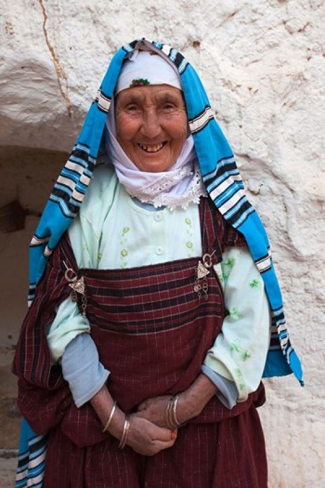 Tunisia Ksour Area Matmata older Berber woman Canvas Art - Walter Bibikow DanitaDelimont (23 x 35)