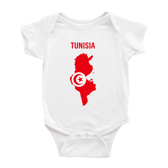 Tunisia Map Flag Baby Rompers Bodysuit (White, 0-3 Months)
