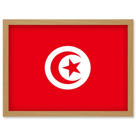 Tunisia National Flag Patriotic Vexillology World Flags Country Region Poster Artwork Framed Wall Art Print A4