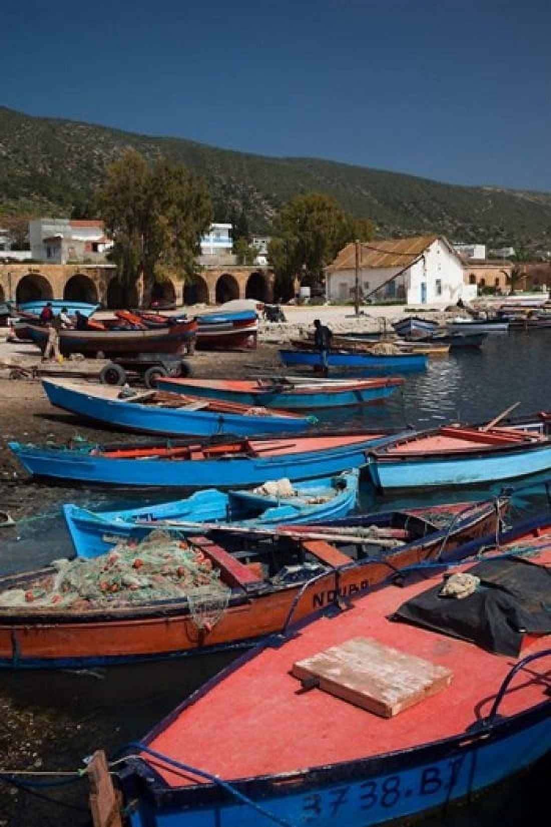 Tunisia Northern Tunisia Ghar el-Melh fishing boat Canvas Art - Walter Bibikow DanitaDelimont (11 x 17)