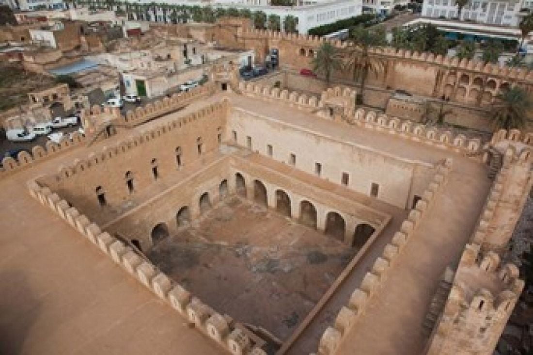 Tunisia Sousse Ribat 8th c fortification Canvas Art - Walter Bibikow DanitaDelimont (35 x 23)
