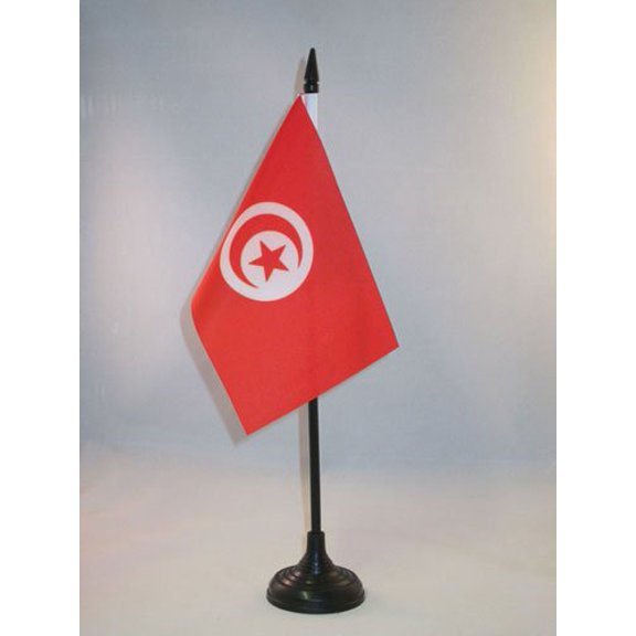 Tunisia Table Flag 4'' x 6'' plastic stick and base