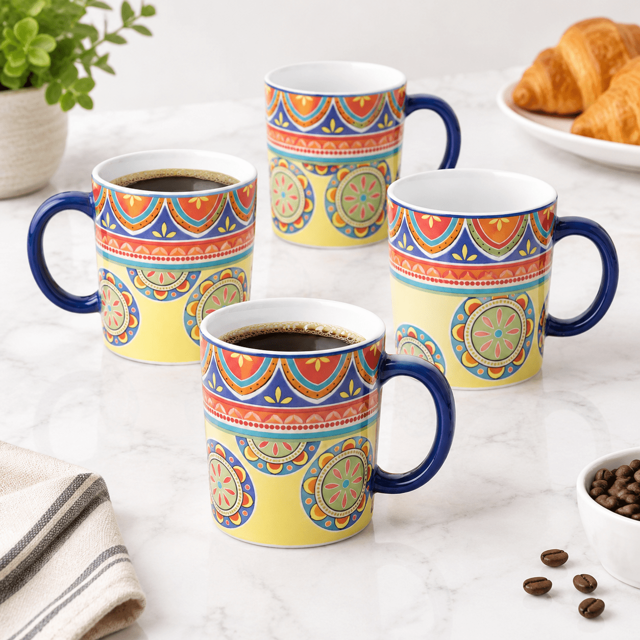 Tunisian Ceramic Coffee Mugs Set