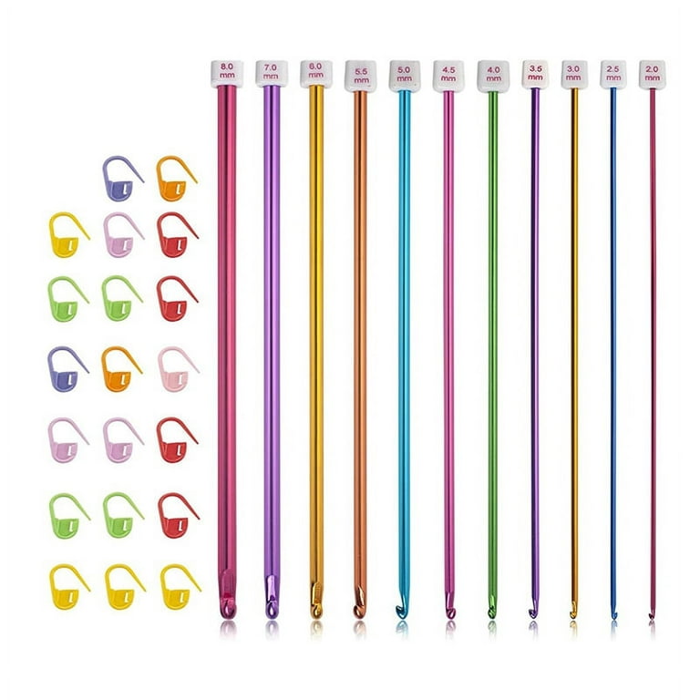 Tunisian Crochet Hooks Set,11 Packs Tunisian Crochet Hook Afghan Aluminum Crochet Needle(2Mm to 8mm), Multicolor