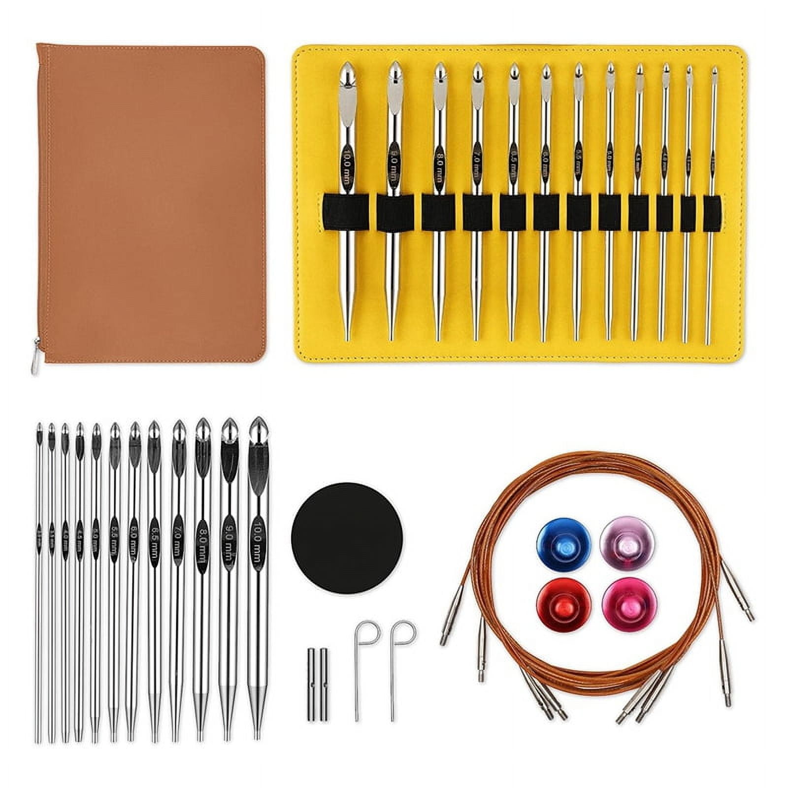 Tunisian Crochet Hooks Set with Cable 6-Inch Aluminum Interchangeable Crochet Hook 2X4911
