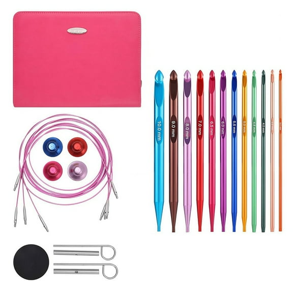 Tunisian Crochet Hooks Set with Cable, 6-Inch Aluminum Interchangeable Crochet Hooks 3mm-10mm, Long Crochet Hooks,1set x Tunisian Crochet Hooks