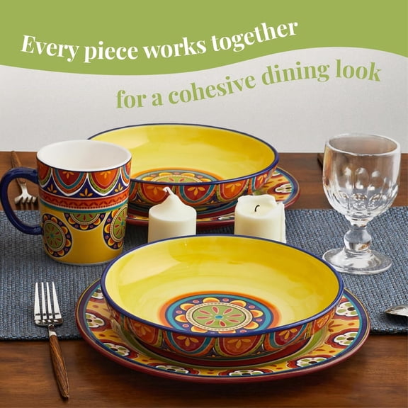 Tunisian Dinner Plates Set of 4, 11 Inch Large Ceramic Plates for Pasta, Steak, Stylish Serving Dishes, Microwave and Dishwasher Safe, Gift for Housewarming and Thanksgiving