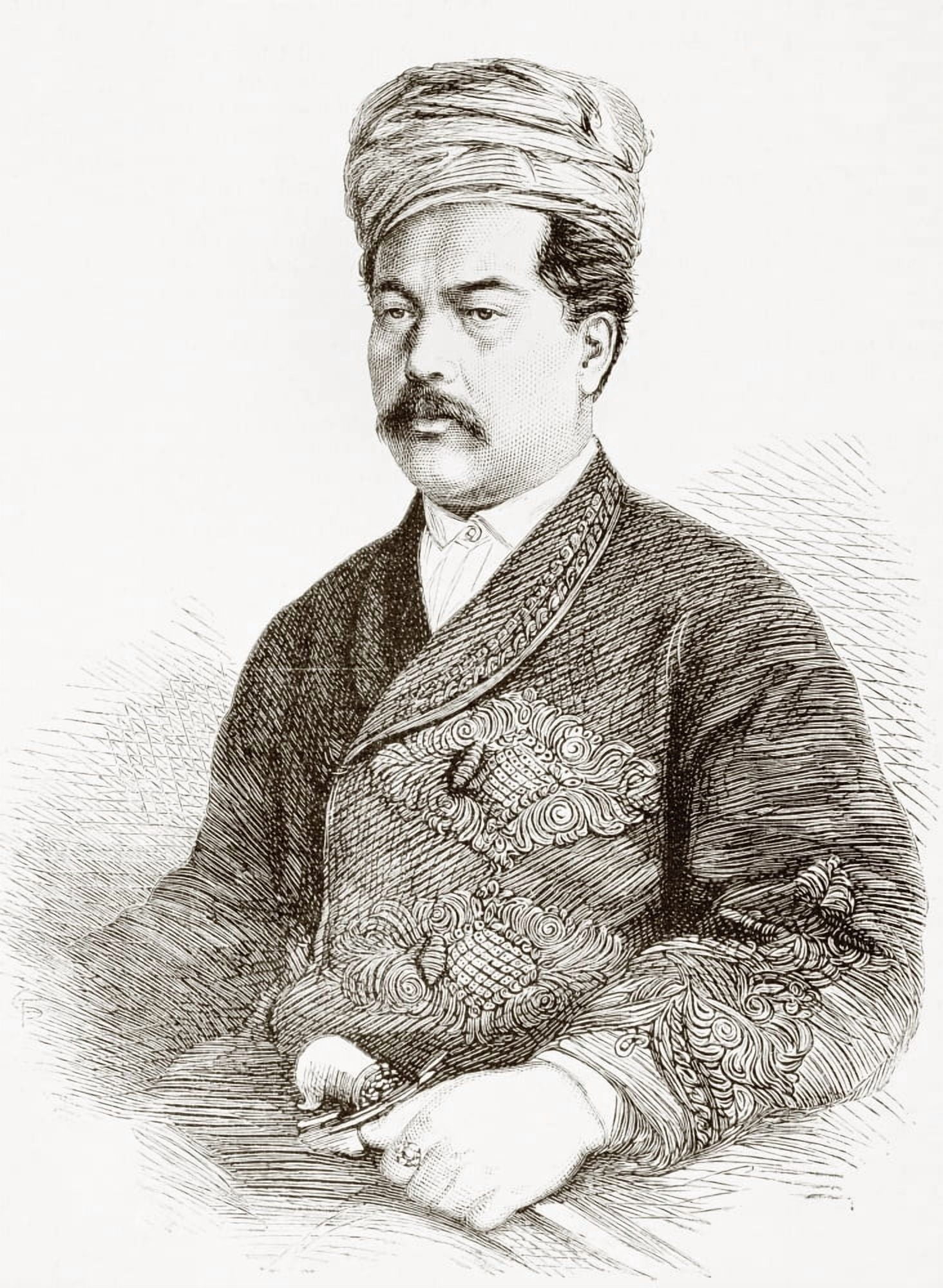 Tunkoo Abubeker Bin Ibrahim C 1835 - 1895 Maharajah Of Johore From Lunivers Illustre Published In Paris In 1868 Canvas Art - Ken Welsh Design Pics (12 x 17)