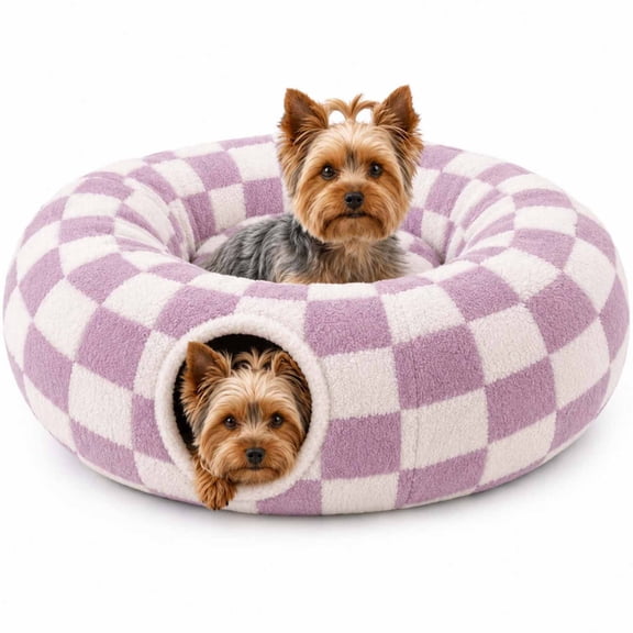 Tunnel Bed Dog, Plush Fleece Burrow Cave for Small Breeds | Pet Tunnel for Small Cats and Dogs, Cushioned Center Lounge for Nesting, Hiding and Snuggling