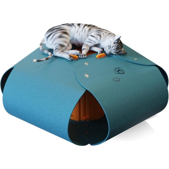 Tunnel, Cave for Indoor Cats Bed,Scratch Resistant Toys for Medium Large Cats and Seek (Peacock Blue)