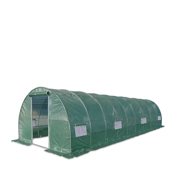 Tunnel Greenhouse Grow Tent, 10' x 30', w/Ripstop Leno Cover, Cold Frame, Roll-Up Mesh Windows, Round Top Roof, TMG-GH1030R