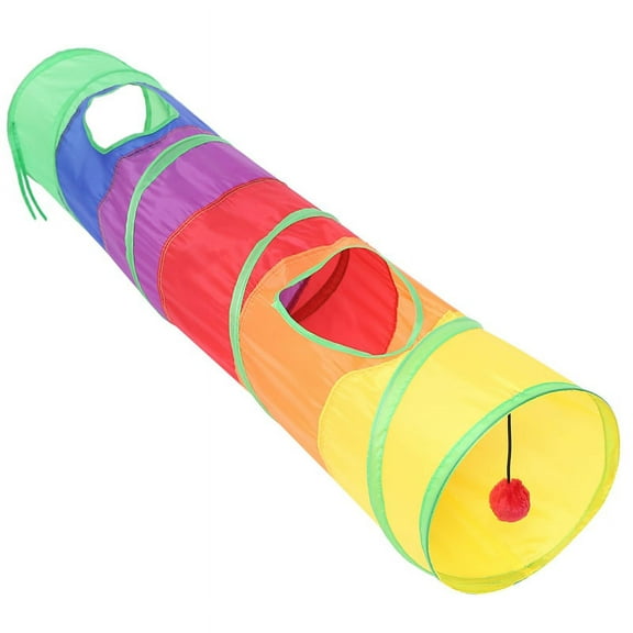 Tunnel Pet Tube Play Toy Indoor Outdoor Kitty Puppy Toys for Puzzle Exercising Training and Running with Ball and Two Hole