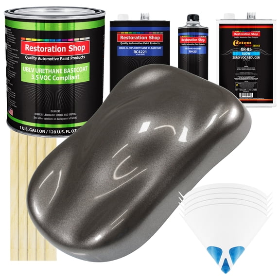 Tunnel Ram Gray Metallic Low VOC SLOW Paint Gal Kit URETHANE BASECOAT Clearcoat