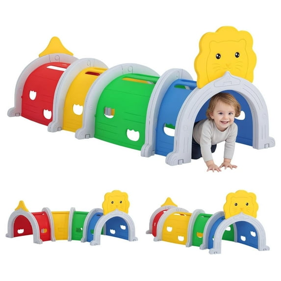 Tunnel, Toddler Tunnel for Kids Crawl and Climb Through, Kids' Play Structure Indoor Outdoor, 4 Sections, Multicolored