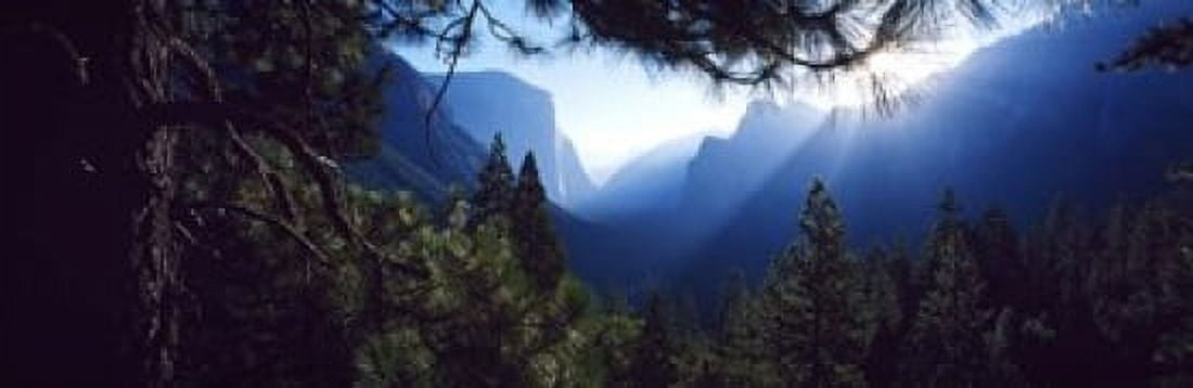 Tunnel View Point at sunrise Yosemite National Park California USA Canvas Art - Panoramic Images (18 x 6)
