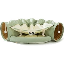 Tunnel for Indoor, Tube with Collapsible Washable Bed,Cat Bed for Small Medium Large cat.(Matcha)