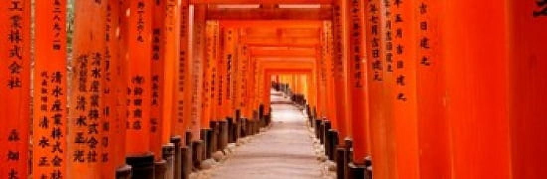 Tunnel of Torii Gates Fushimi Inari Shrine Japan Canvas Art - Panoramic Images (37 x 12)