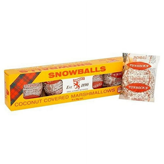 Tunnock's Snowballs Coconut Covered Marshmallows 4Pk - 120g (Pack of 12)