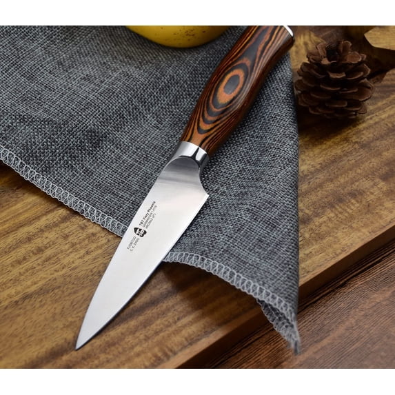 Tuo Cutlery 4" Small Paring Kitchen Fruit Knife, German Steel with Pakkawood Handle with Case, Fiery Series