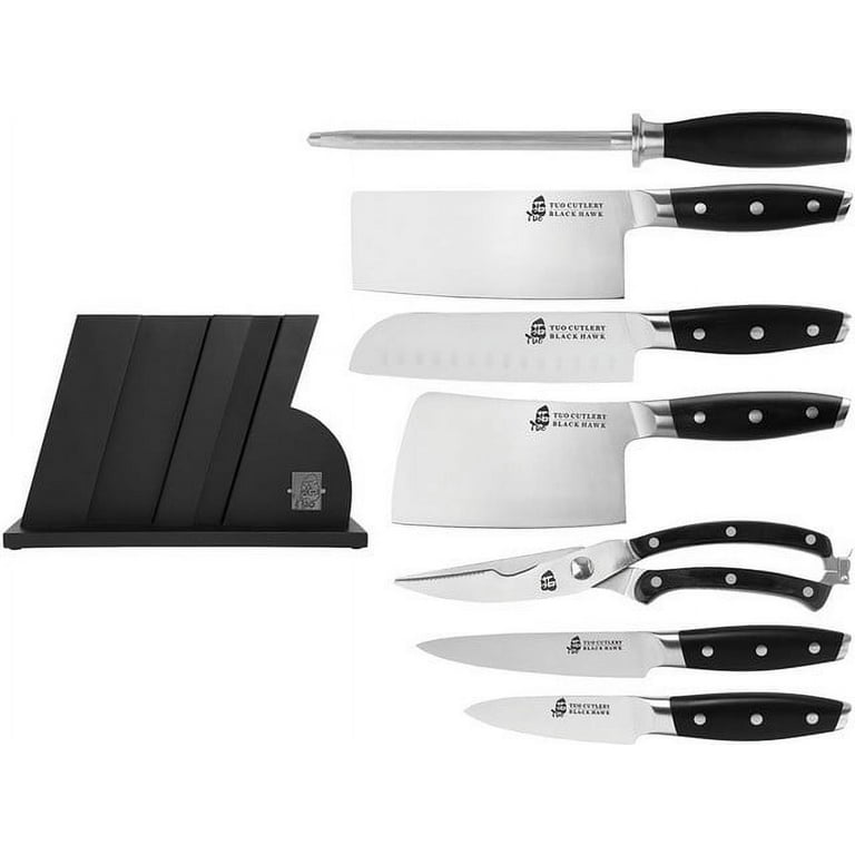 Tuo Cutlery TC1219 Black Hawk X50CrMoV15 Steel 8-Piece Kitchen Knife Set 