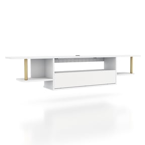 Tuo Indoor 5-Shelf Wood White Wall-Mounted Floating TV Console for Living Room