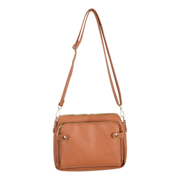 Tuobarr Crossbody Bags for Women Trendy, Three Layer Leather Shoulder Bag Small Size Large Capacity Card Bag Fashion Bag Soft Leather Brown