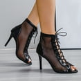 thumbnail image 1 of Tuobarr High Heels Women's Summer Lace-Up Casual Peep Toe Hollow Out Sandals High Heels Shoes Fashion Ankle Boots Black US Size 8.5, 1 of 4