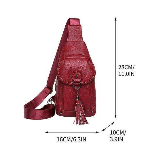 Tuobarr One Shoulder Crossbody Bag Leather Large Capacity Multi Compartment Women Bag