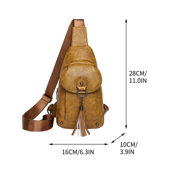 Tuobarr One Shoulder Crossbody Bag Leather Large Capacity Multi Compartment Women Bag