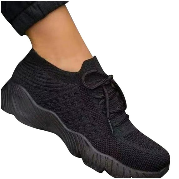 Tuobarr Sneakers for Women,Summer Plus Size Fashion Casual Mesh Breathable Women's Sports Shoes Black B US Size 7