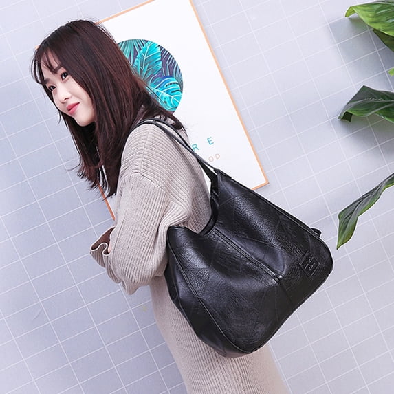 Tuobarr Tote Bag, Women's H and bag Large Capacity Shoulder H and bag Black