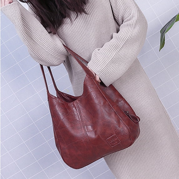 Tuobarr Tote Bag, Women's H and bag Large Capacity Shoulder H and bag Wine