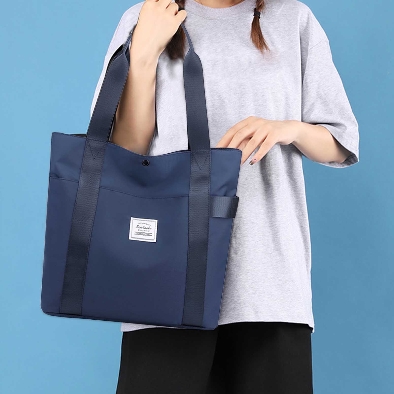 Tuobarr Tote Bag for Women, Women Tote Bag Large Shoulder Bag, Handbags for  Women, with Yoga Mat Buckle For Gym, Work, School Dark Blue 