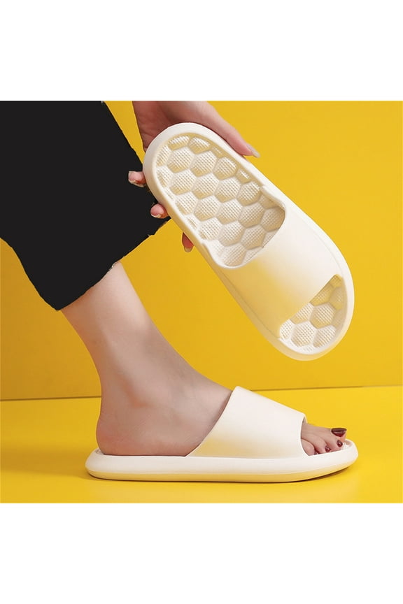 Tuobarr Unisex Massage Soft Soled Shower Slippers, Round Toe White, US Size 7