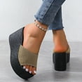 thumbnail image 1 of Tuobarr Women's Wedge Sandals Matsu Heel Thick Sole Slope Heel Women's Shoes Breathable Slip-On Beach Sandals Gold US Size 5.5, 1 of 5