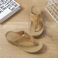 thumbnail image 1 of Tuobarr Women's Wedge Sandals Summer Ladies Fashion Slippers Women's Slope Heel Sandals Casual Wear Flip Flops Khaki US Size 9.5, 1 of 5