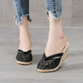 thumbnail image 1 of Tuobarr Women's Wedge Sandals Women's High Heels Shoes Linen Straw Sandals Wedges Casual Dress Lace Slippers Black US Size 7.5, 1 of 5