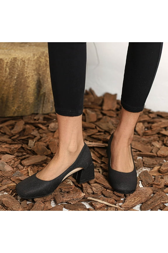 Womens Dress Heels Women's Summer Candy Color Light Mouth Low Top Shoe Cover Feet Thick Heels Black US Size 7.5