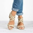 thumbnail image 1 of Tuobarr Womens Dress Heels Womens Middle Heels Fashion Hollow Out Ankle Strap Sandals Casual Shoes Khaki US Size 9, 1 of 4