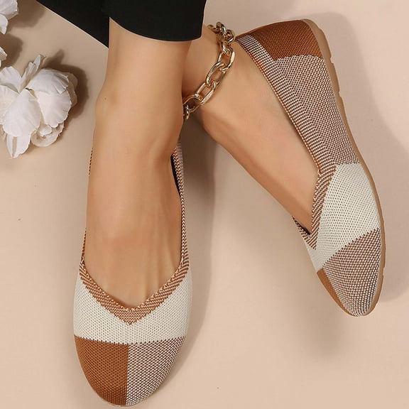 Tuobarr Womens Dress Shoes Womens Solid Color Round-Toe Flats Shoes Lightweight Soft Sneakers Casual Shoe Yellow US Size 7