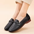 thumbnail image 1 of Tuobarr Womens Flat Shoes, Women's Versatile Flat Shoes, Soft Bottom Large Size Casual Shoes, Solid Color Leather Shoes, Comfort Soft Slip On Shoes Black, 1 of 3