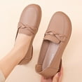thumbnail image 1 of Tuobarr Womens Flat Shoes, Women's Versatile Flat Shoes, Soft Bottom Large Size Casual Shoes, Solid Color Leather Shoes, Comfort Soft Slip On Shoes Coffee, 1 of 3
