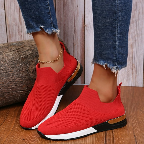 Tuobarr Womens Shoes Womens Summer Sandals Stretch Cloth Comfortable And Breathable Lightweight Soft Casual Sports Shoes Red US Size 5.5